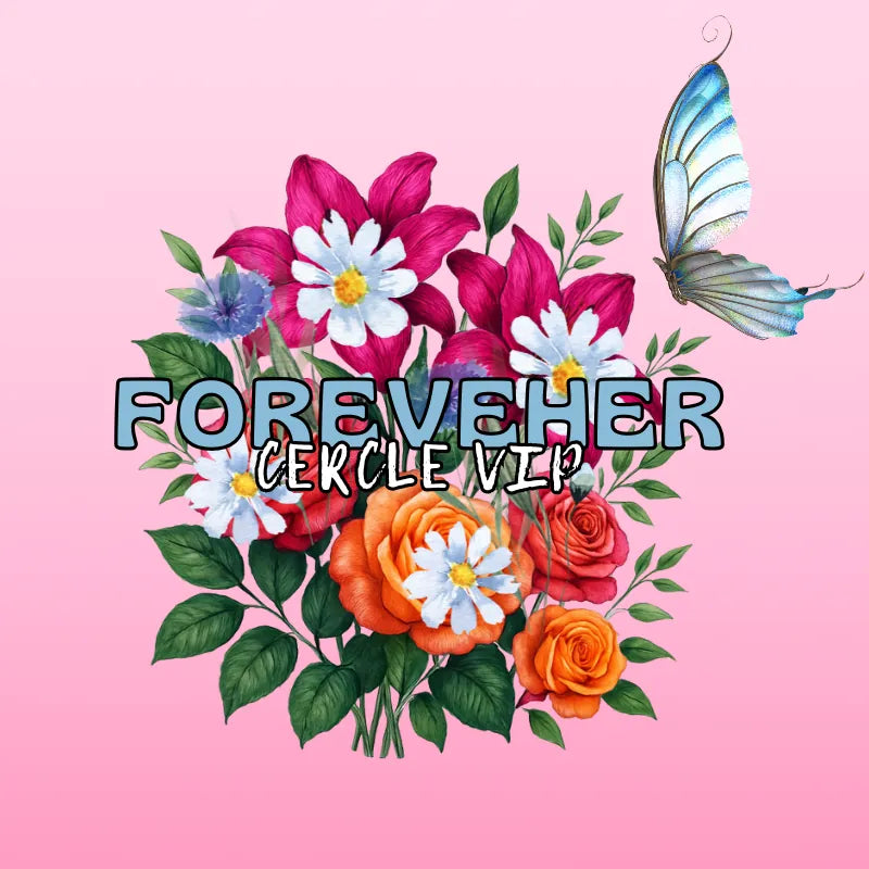 Illustration florale FOREVEHER Cercle VIP sur fond dégradé rose, optimisée pour fiche produit mobile