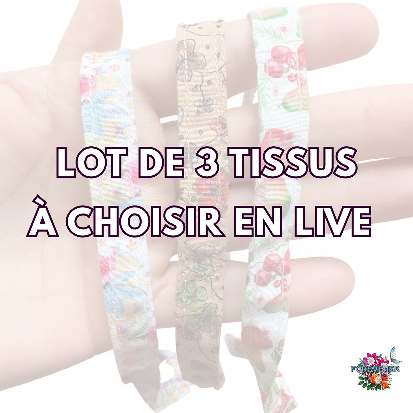 Lot de 3 tissus à choisir pendant le live TIKTOK. 2 achetés, le 3ième est offert en LIVE